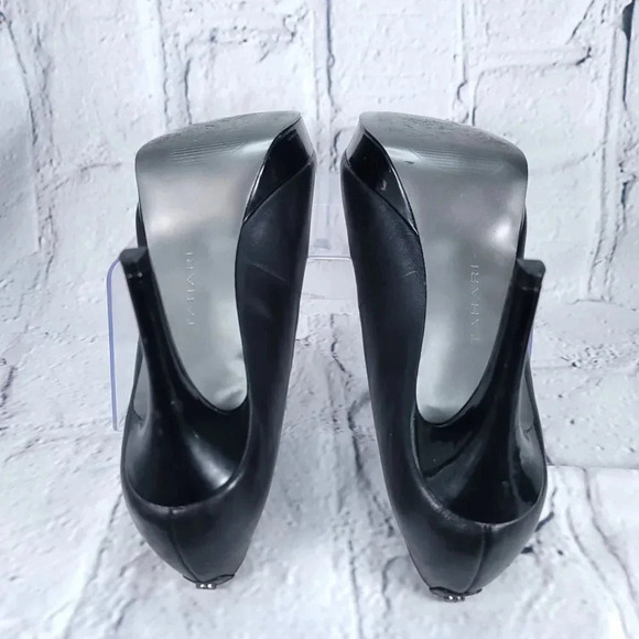 Tahari SOPHIA Black Leather Platform‎ Pump Heels Women's Sz 9 Classy Chic Office - Picture 7 of 10